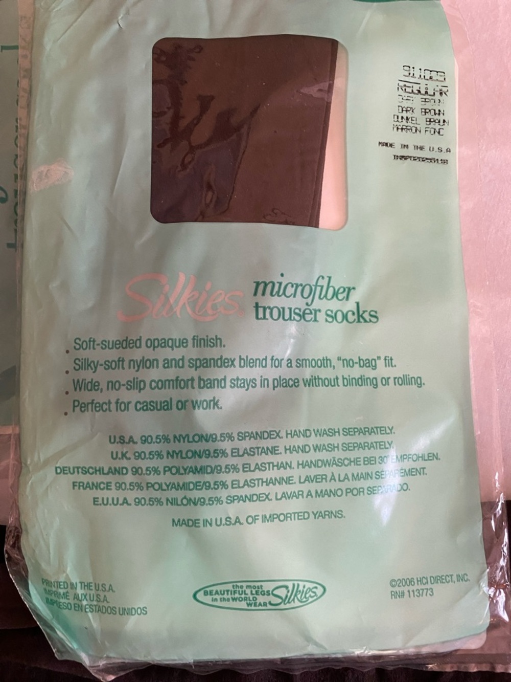 Silkies Microfiber Trouser Socks in Brown with Teal Packaging 5 packets 10 pair - Picture 3 of 6